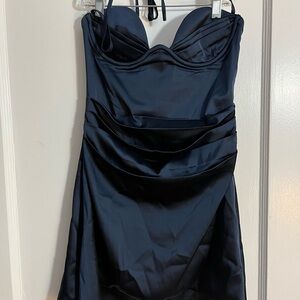 Chic Midnight Blue Strapless Mini Dress
